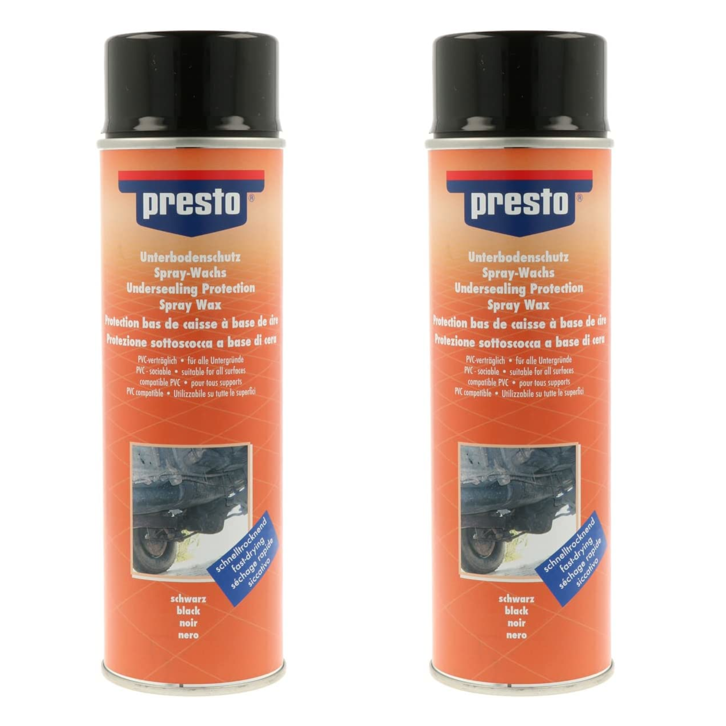 Presto 4061659069394 2x 500ml Presto Unterbodenschutz Wachs UBS schwarz &uuml;berlackierbar