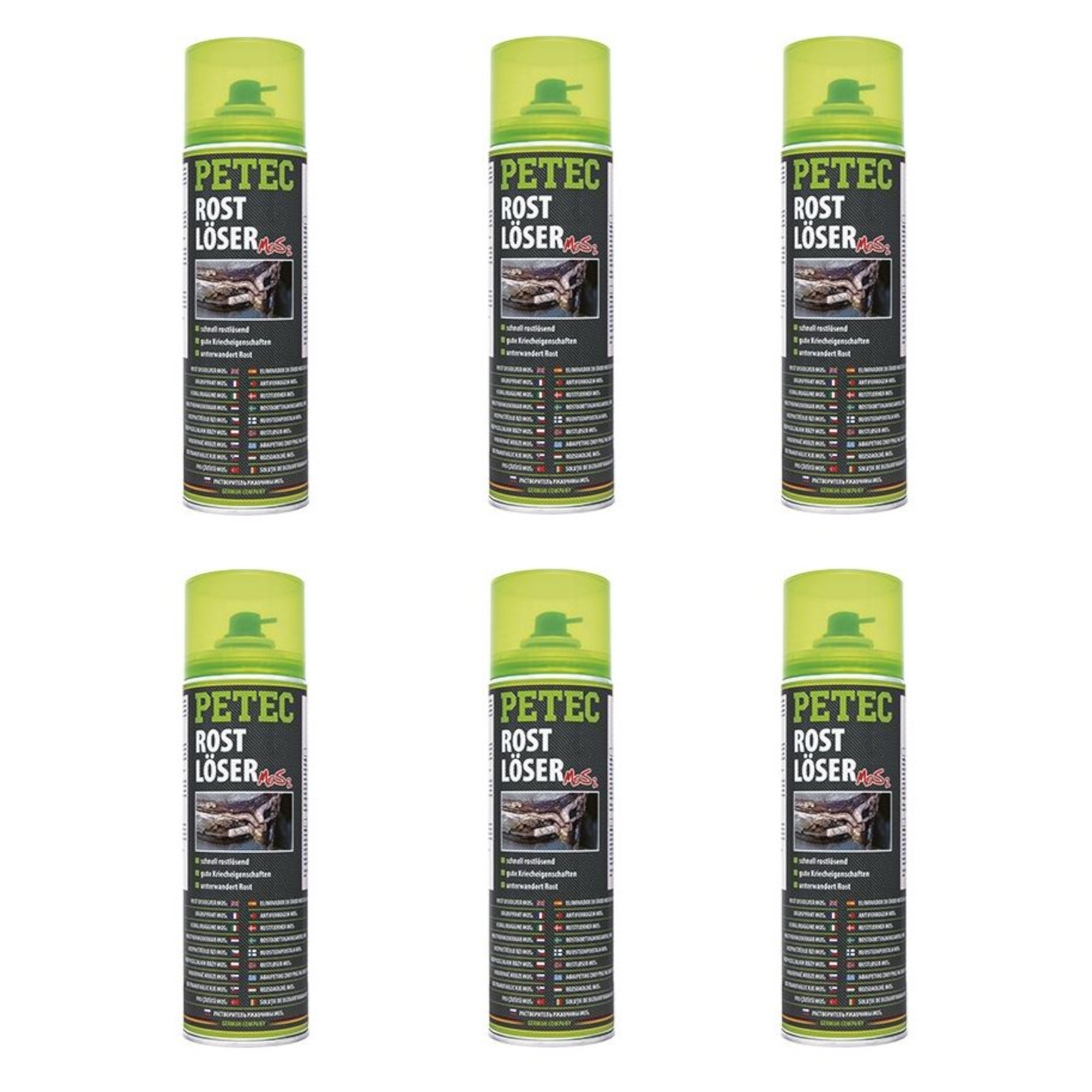 Petec_bundle 6X PETEC ROSTL&Ouml;SER MoS&sup2; Rostentferner Spraydose 500 ML 70050