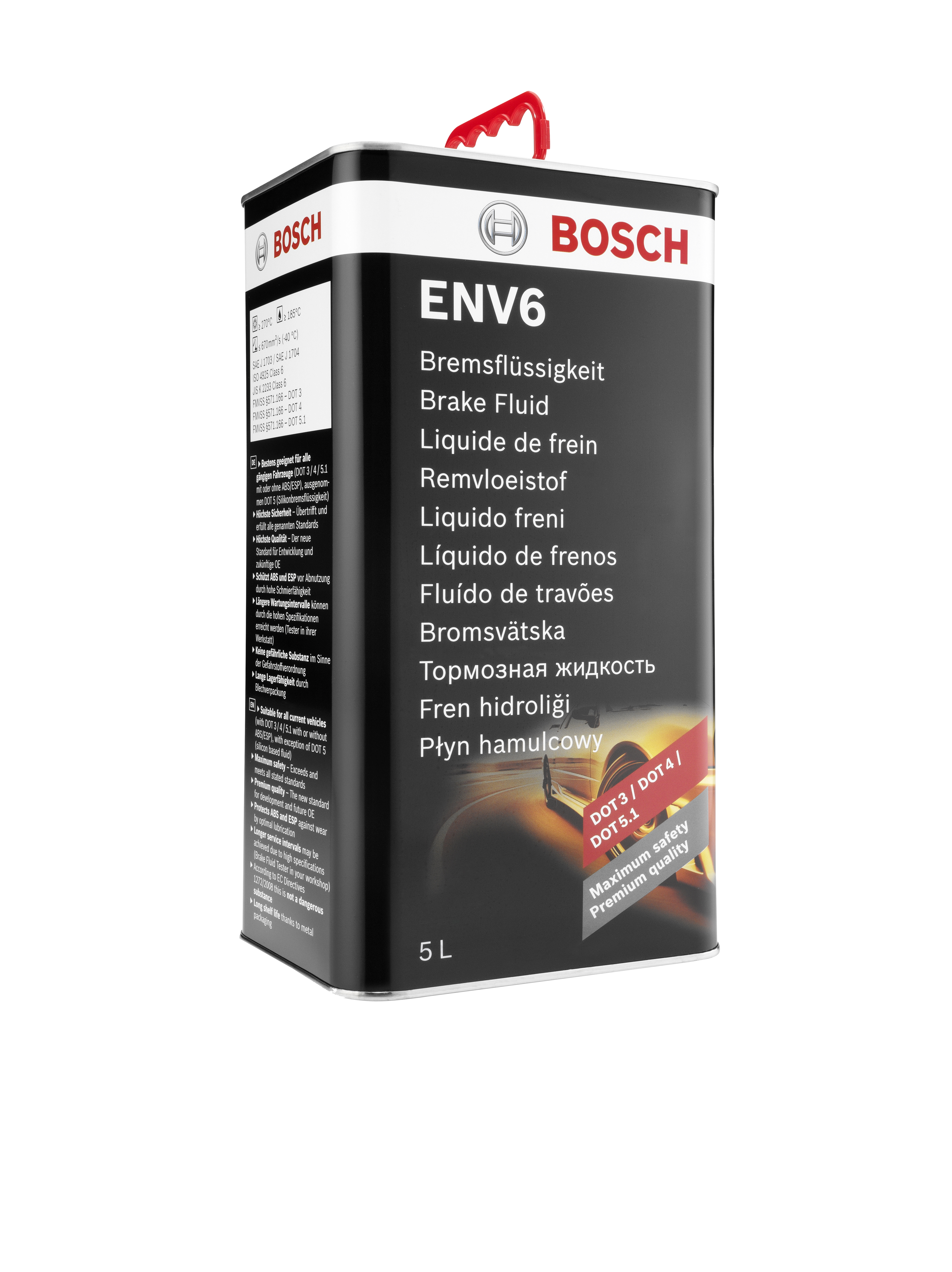 Bremsfl&uuml;ssigkeit BOSCH DOT3 DOT4 DOT5.1 ENV6 5L Kanister NEU 1 987 479 208