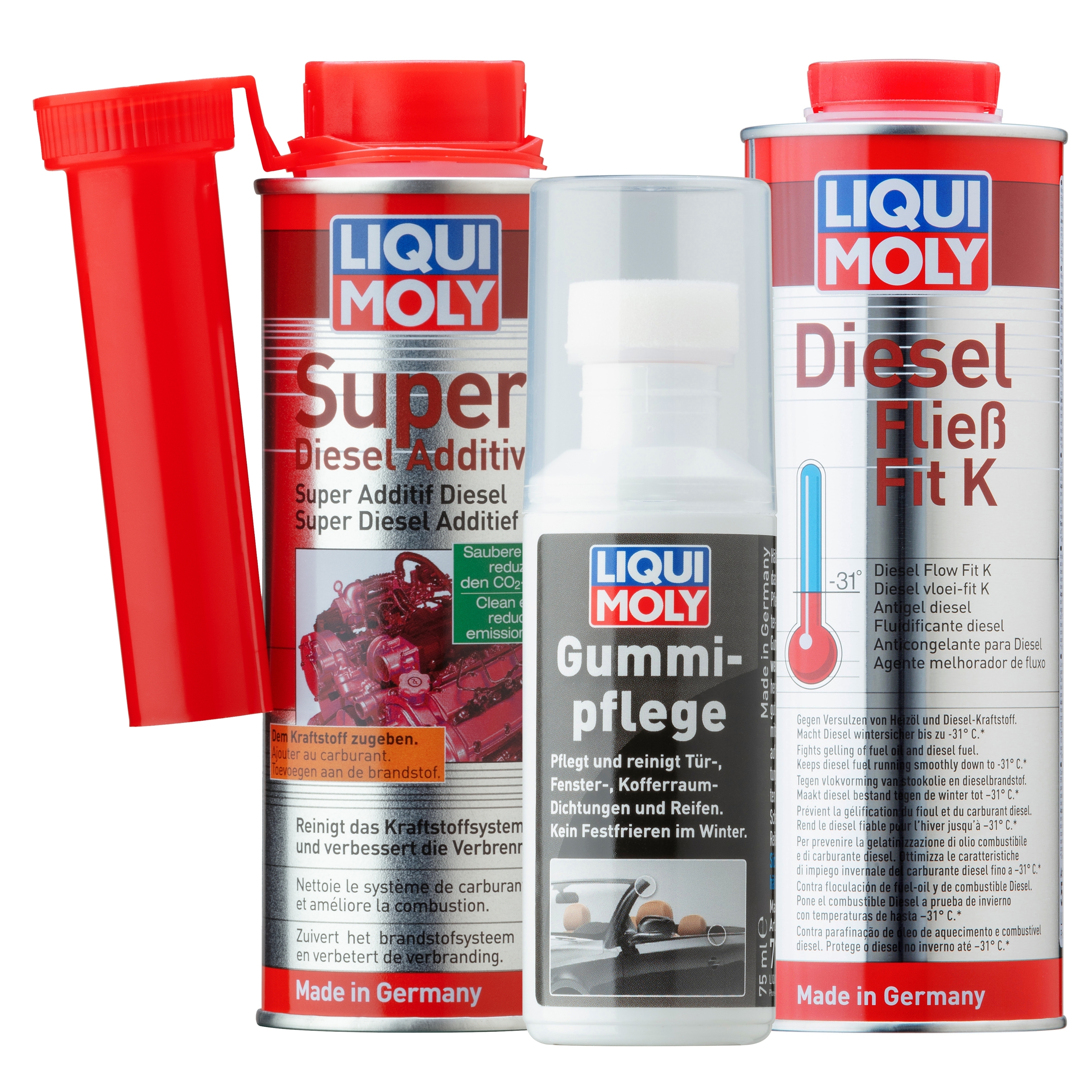 Liqui Moly 1x LM49164 250ml Diesel-Winterpaket Super Diesel Additiv + Diesel Flie&szlig; Fit K + Gummi-Pflege 5120,5131,7182