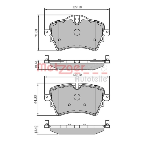 Bremsbelagsatz, Scheibenbremse METZGER 1170833 f&uuml;r BMW MINI, Vorderachse