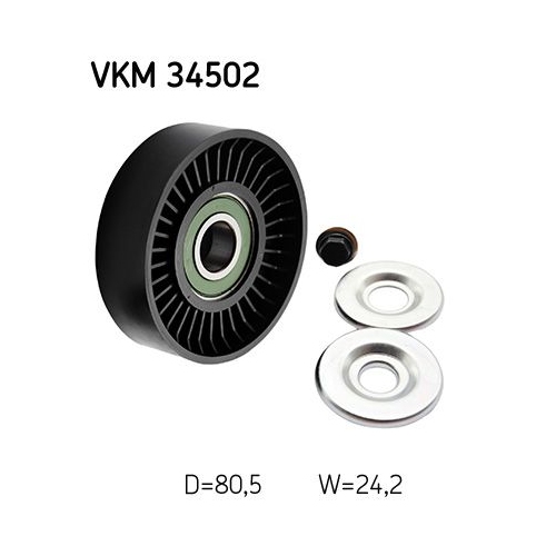 Umlenk-/F&uuml;hrungsrolle, Keilrippenriemen SKF VKM 34502 f&uuml;r SAAB, links, mitte