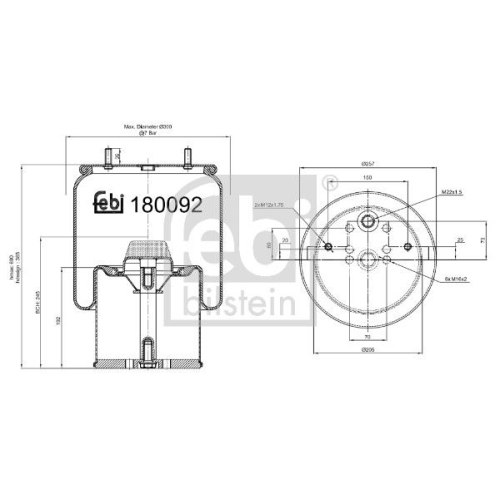 Federbalg, Luftfederung FEBI BILSTEIN 180092 f&uuml;r BPW
