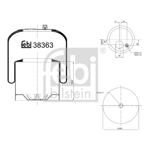 Febi Bilstein 38363 Luftfederbalg mit Stahlkolben , 1 St&uuml;ck