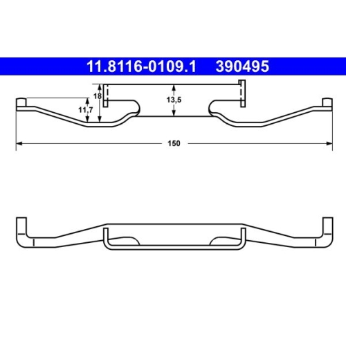 Feder, Bremssattel ATE 11.8116-0109.1 f&uuml;r BMW, Vorderachse