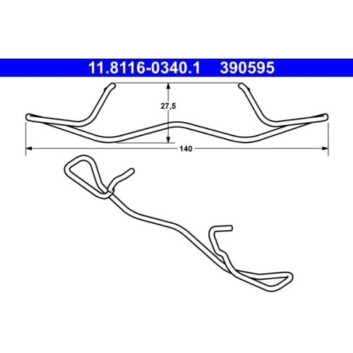 Feder, Bremssattel ATE 11.8116-0340.1 f&uuml;r FORD MERCEDES-BENZ NISSAN OPEL PEUGEOT
