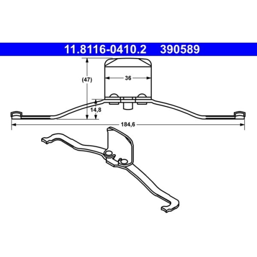 Feder, Bremssattel ATE 11.8116-0410.2 f&uuml;r OPEL SAAB SKODA VAG, Vorderachse