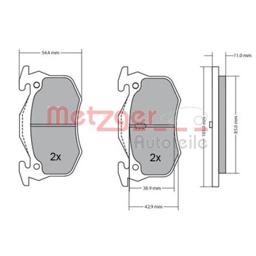 Bremsbelagsatz, Scheibenbremse METZGER 1170050 f&uuml;r CITRO&Euml;N PEUGEOT RENAULT