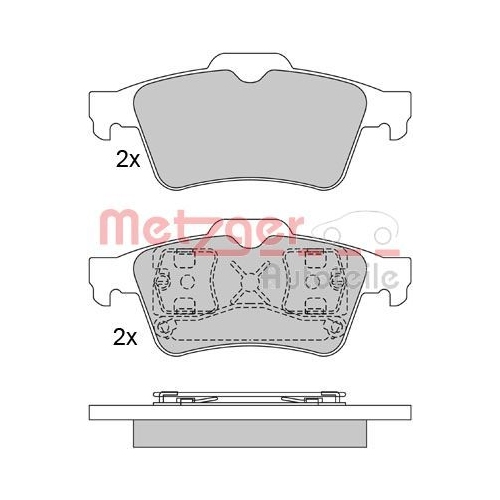 Bremsbelagsatz, Scheibenbremse METZGER 1170080 f&uuml;r NISSAN RENAULT, Hinterachse