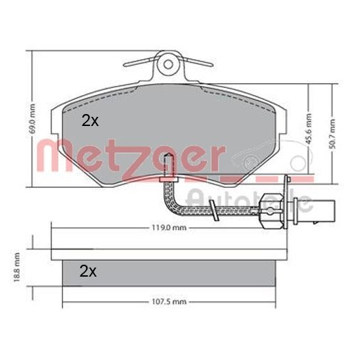 Bremsbelagsatz, Scheibenbremse METZGER 1170082 GREENPARTS f&uuml;r VW VAG