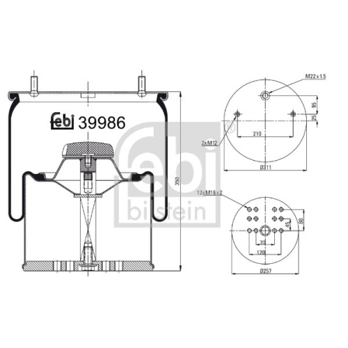 Febi Bilstein 39986 Luftfederbalg mit Stahlkolben , 1 St&uuml;ck