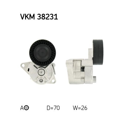 Spannrolle, Keilrippenriemen SKF VKM 38231 f&uuml;r BMW, links, mitte, mitte rechts