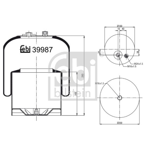 Febi Bilstein 39987 Luftfederbalg mit Stahlkolben , 1 St&uuml;ck