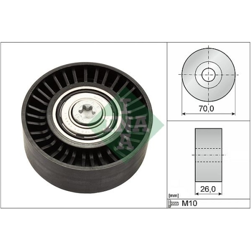 Umlenk-/F&uuml;hrungsrolle, Keilrippenriemen INA 532 0505 10 f&uuml;r FIAT OPEL SAAB
