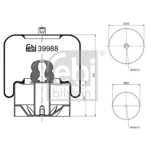 Febi Bilstein 39988 Luftfederbalg mit Stahlkolben , 1 St&uuml;ck