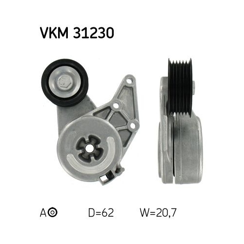 Spannrolle, Keilrippenriemen SKF VKM 31230 f&uuml;r AUDI SEAT SKODA VW, mitte