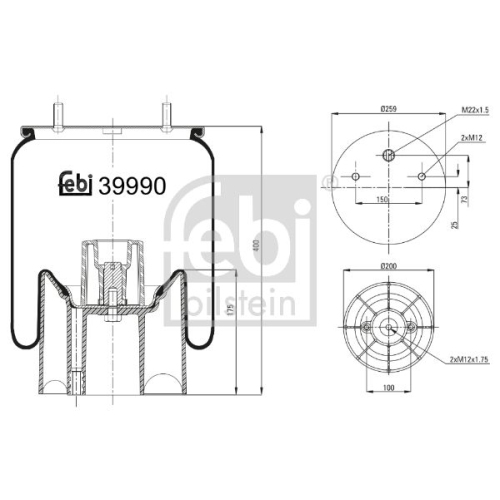Febi Bilstein 39990 Luftfederbalg mit Kunststoffkolben , 1 St&uuml;ck