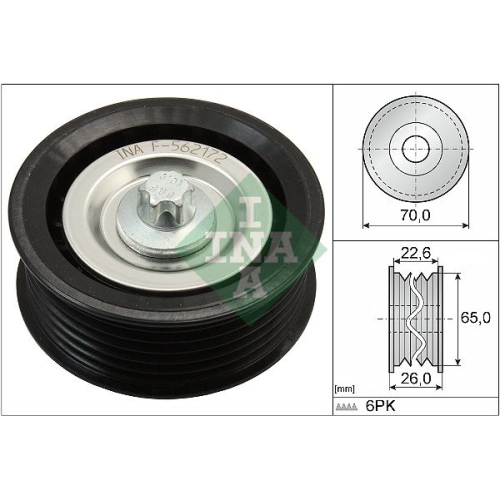 Umlenk-/F&uuml;hrungsrolle, Keilrippenriemen INA 532 0531 10 f&uuml;r FIAT FORD OPEL SAAB