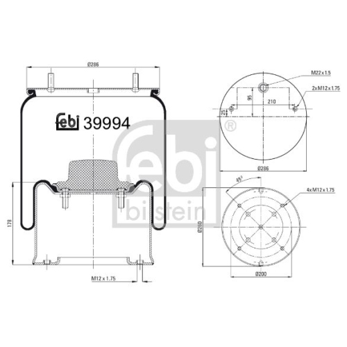 Febi Bilstein 39994 Luftfederbalg mit Stahlkolben , 1 St&uuml;ck
