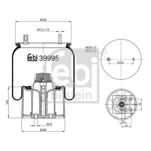 Febi Bilstein 39995 Luftfederbalg mit Kunststoffkolben , 1 St&uuml;ck