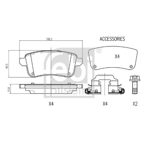 Bremsbelagsatz, Scheibenbremse FEBI BILSTEIN 178904 f&uuml;r NISSAN RENAULT