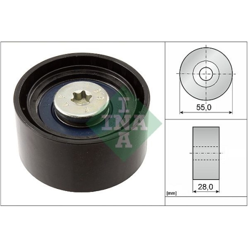 Umlenk-/F&uuml;hrungsrolle, Keilrippenriemen INA 532 0556 10 f&uuml;r BMW, oben