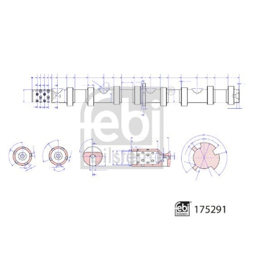 Nockenwelle FEBI BILSTEIN 175291 f&uuml;r AUDI SEAT SKODA VW, Einlassseite