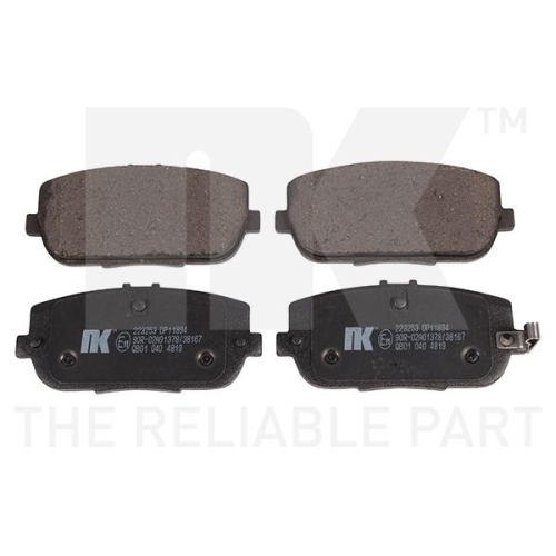Bremsbelagsatz, Scheibenbremse NK 223253 f&uuml;r FIAT MAZDA ABARTH, Hinterachse