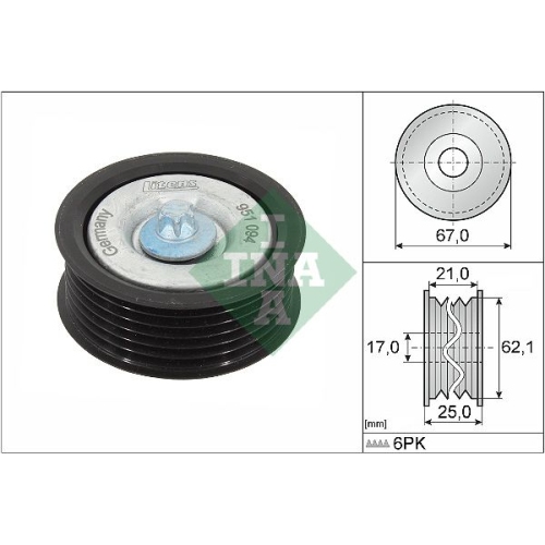 Umlenk-/F&uuml;hrungsrolle, Keilrippenriemen INA 532 0629 10 f&uuml;r MERCEDES-BENZ