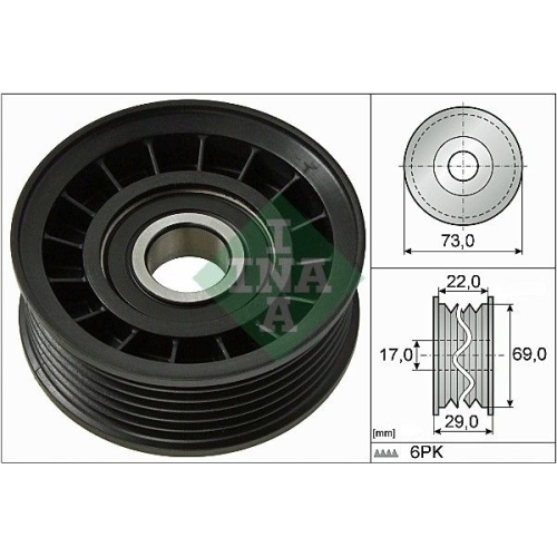 Umlenk-/F&uuml;hrungsrolle, Keilrippenriemen INA 532 0649 10 f&uuml;r FORD VOLVO