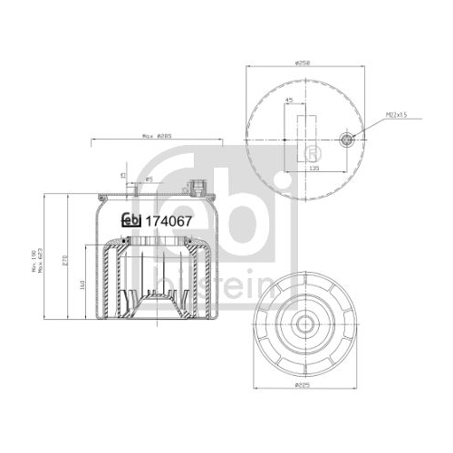 Febi Bilstein 174067 Luftfederbalg mit Kunststoffkolben, 1 St&uuml;ck