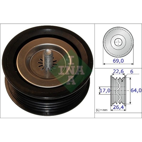 Umlenk-/F&uuml;hrungsrolle, Keilrippenriemen INA 532 0671 10 f&uuml;r MERCEDES-BENZ