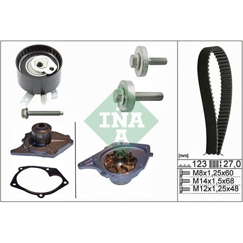 Wasserpumpe + Zahnriemensatz INA 530 0197 30 f&uuml;r NISSAN RENAULT SUZUKI DACIA