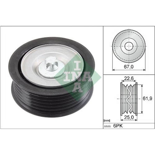 Umlenk-/F&uuml;hrungsrolle, Keilrippenriemen INA 532 0866 10 f&uuml;r MERCEDES-BENZ