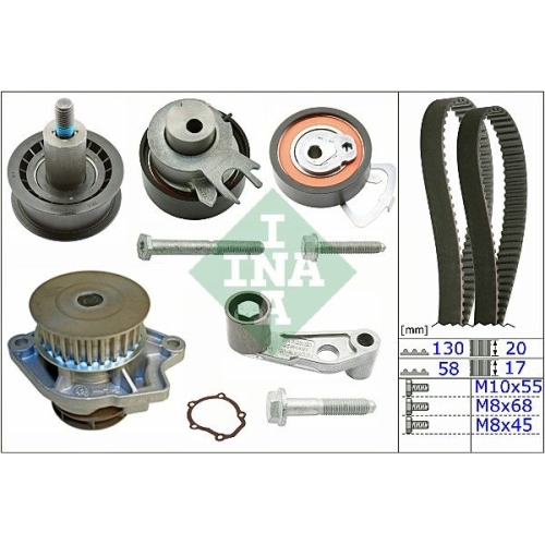 Wasserpumpe + Zahnriemensatz INA 530 0360 30 f&uuml;r AUDI SEAT SKODA VW