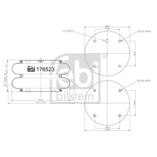 Federbalg, Luftfederung FEBI BILSTEIN 176523 f&uuml;r SAF