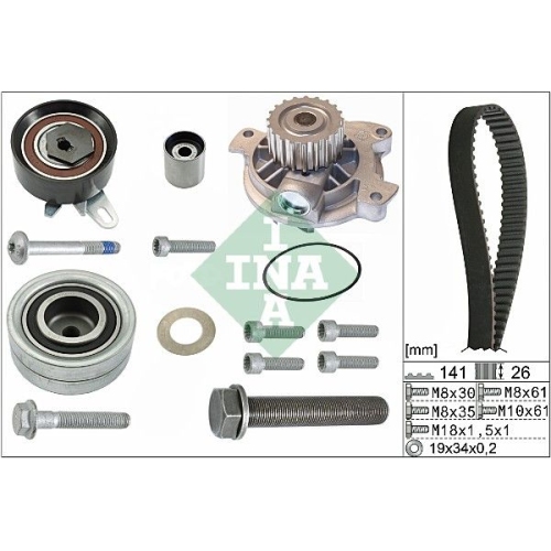 Wasserpumpe + Zahnriemensatz INA 530 0482 30 f&uuml;r AUDI SEAT SKODA VW
