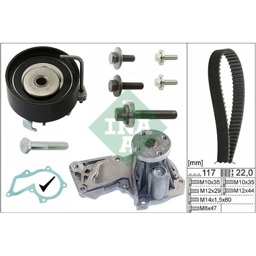 Wasserpumpe + Zahnriemensatz INA 530 0495 30 f&uuml;r FORD MAZDA VOLVO FORD (CHANGAN)