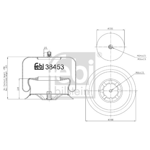 Febi Bilstein 38453 Luftfederbalg mit Stahlkolben , 1 St&uuml;ck