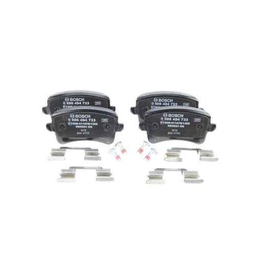 Bremsbelagsatz, Scheibenbremse BOSCH 0 986 494 733 f&uuml;r AUDI VW, Hinterachse