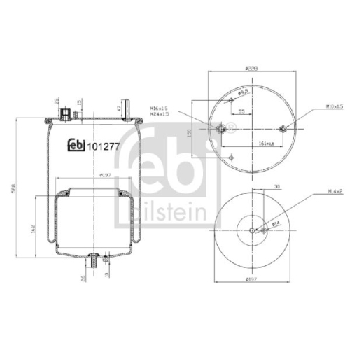 Febi Bilstein 101277 Luftfederbalg mit Stahlkolben und Kolbenstange , 1 St&uuml;ck