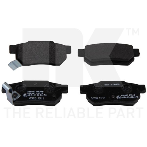 Bremsbelagsatz, Scheibenbremse NK 229972 f&uuml;r HONDA MG ROVER LOTUS, Hinterachse