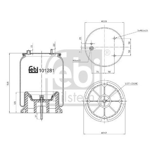 Febi Bilstein 101281 Luftfederbalg mit Kunststoffkolben und Kolbenstange , 1 St&uuml;ck