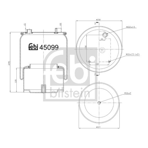 Febi Bilstein 45099 Luftfederbalg mit Stahlkolben , 1 St&uuml;ck