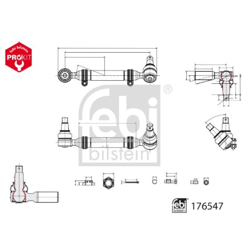 Spurstange FEBI BILSTEIN 176547 ProKit f&uuml;r MERCEDES-BENZ, Vorderachse