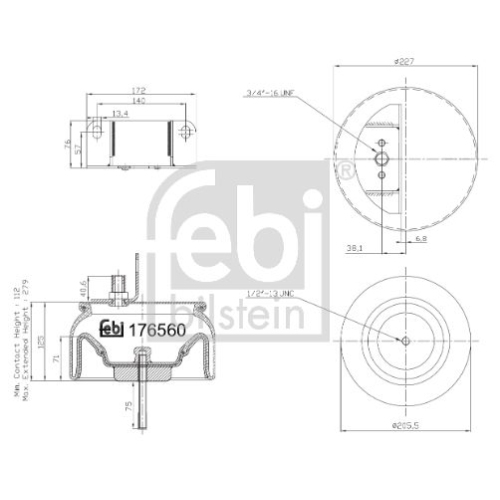 Federbalg, Luftfederung FEBI BILSTEIN 176560 f&uuml;r DAF, Hinterachse
