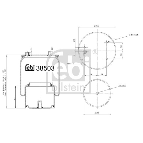 Febi Bilstein 38503 Luftfederbalg mit Stahlkolben , 1 St&uuml;ck
