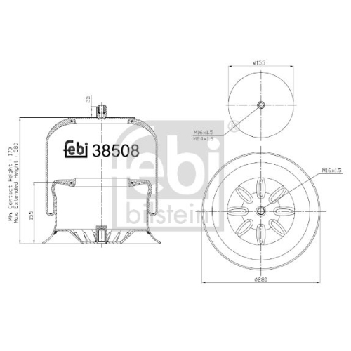 Febi Bilstein 38508 Luftfederbalg mit Stahlkolben , 1 St&uuml;ck
