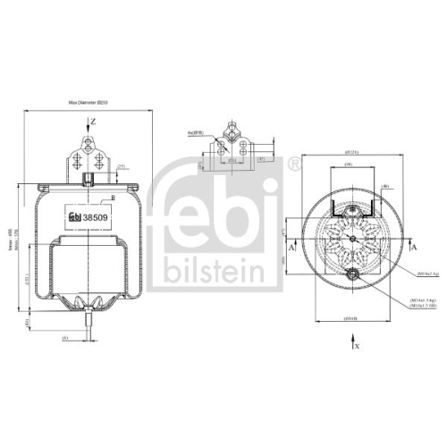 Febi Bilstein 38509 Luftfederbalg mit Stahlkolben und Kolbenstange , 1 St&uuml;ck