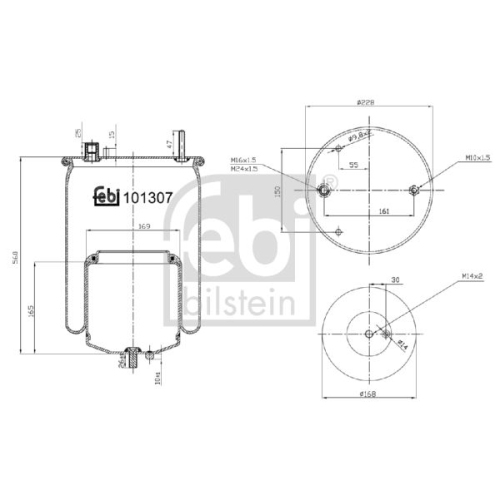 Febi Bilstein 101307 Luftfederbalg mit Stahlkolben und Kolbenstange , 1 St&uuml;ck